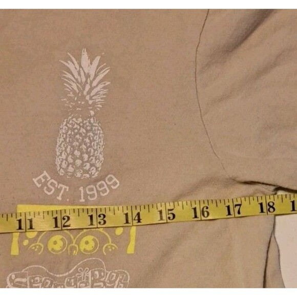 SpongeBob Nickelodeon Medium Grey Distressed Short Sleeve Bikini Bottom T-Shirt - Picture 4 of 8
